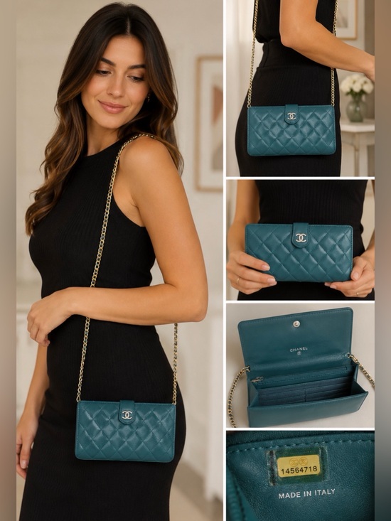 CHANEL Handbags - Authentic Chanel Classic Quilted Lambskin Wallet on Chain (WOC)